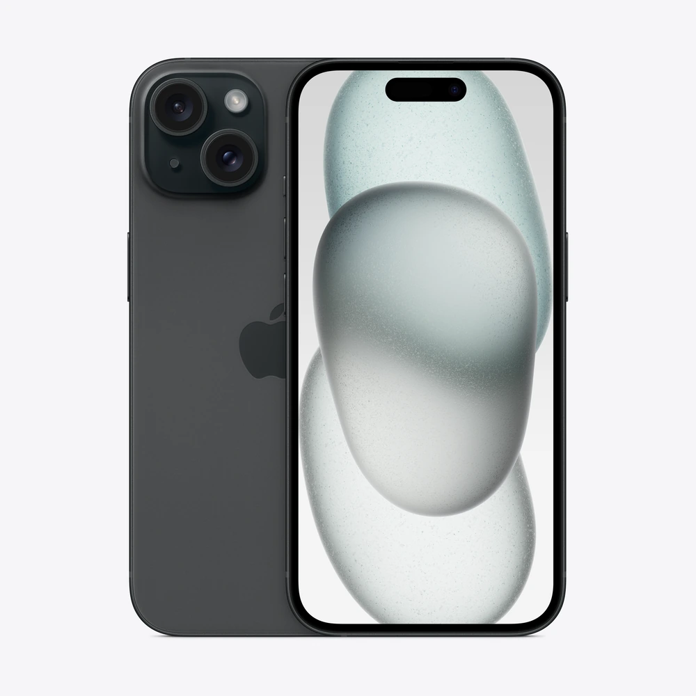 Gambar ilustrasi iPhone 15 warna Black. Bukan foto unit toko.