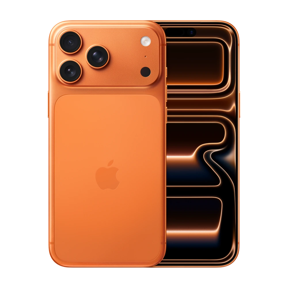 Gambar ilustrasi iPhone 17 Pro Max warna Cosmic Orange. Bukan foto unit toko.