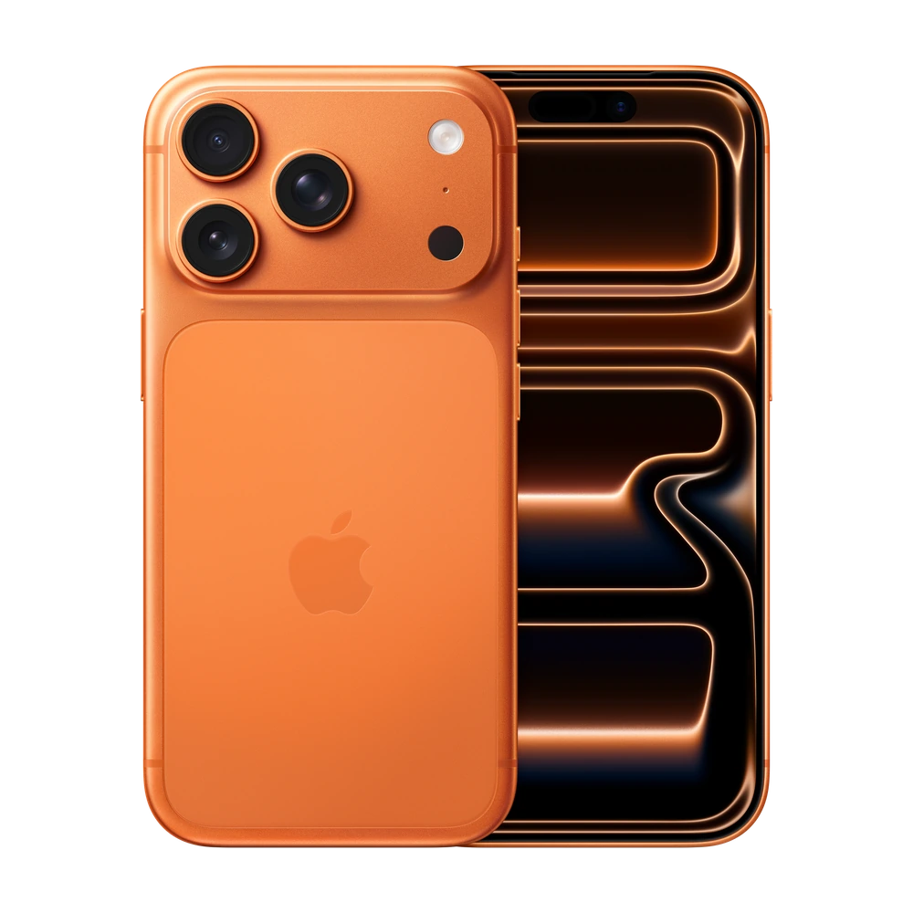 Gambar ilustrasi iPhone 17 Pro warna Cosmic Orange. Bukan foto unit toko.